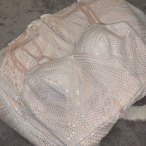 Size 0 sequin nude/blush pink and white formal/prom/homecoming dress